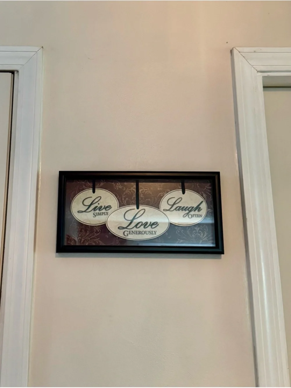 Live Love Laugh Wall Art - Black Frame with Cream Accents
